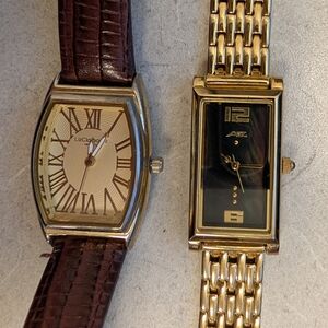 Liz Claiborne Gold and Brown Leather Watch